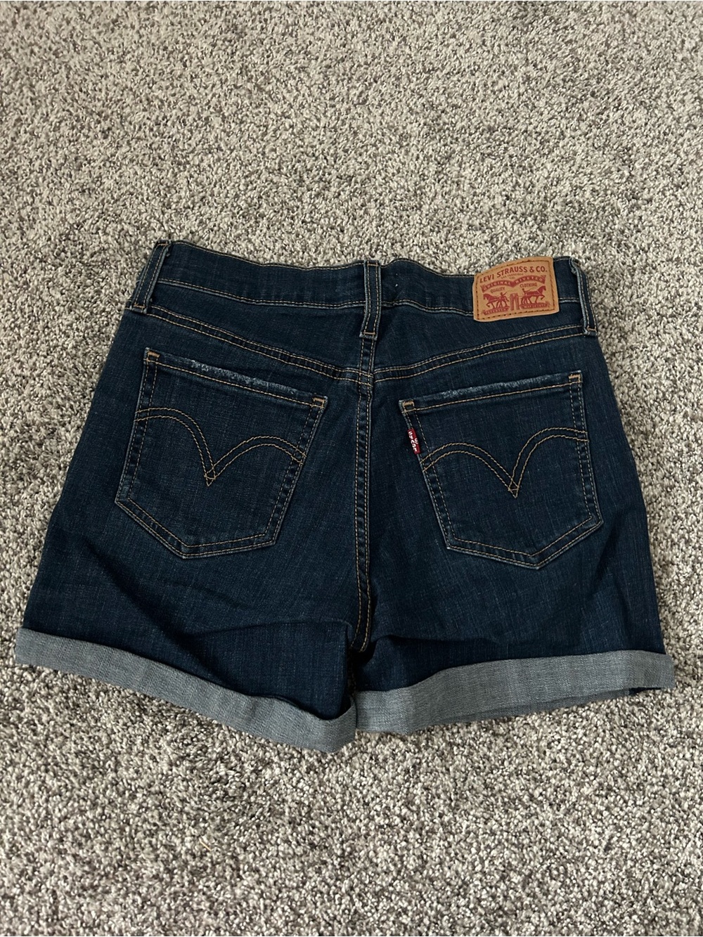 Levi's Women's Dark Indigo Rolled Hem Denim Shorts